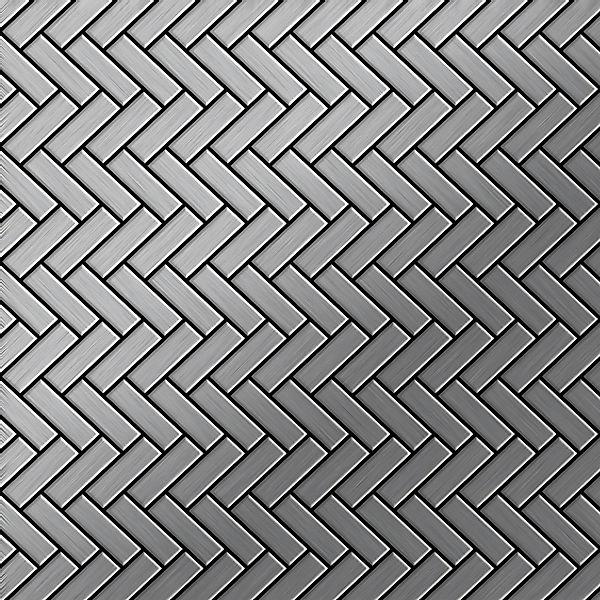 ALLOY Mosaik Fliese Massiv Metall Edelstahl Gebürstet Grau 1,6mm Herringbon günstig online kaufen