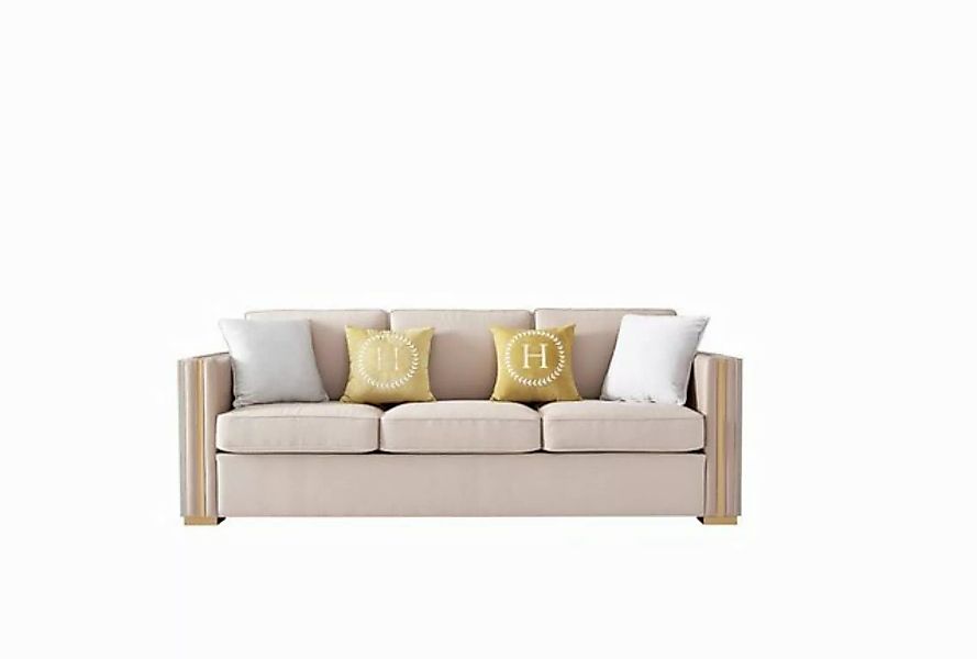 JVmoebel Sofa Luxus Polster Beiger Dreisitzer Wohnzimmer Möbel Modernes Des günstig online kaufen