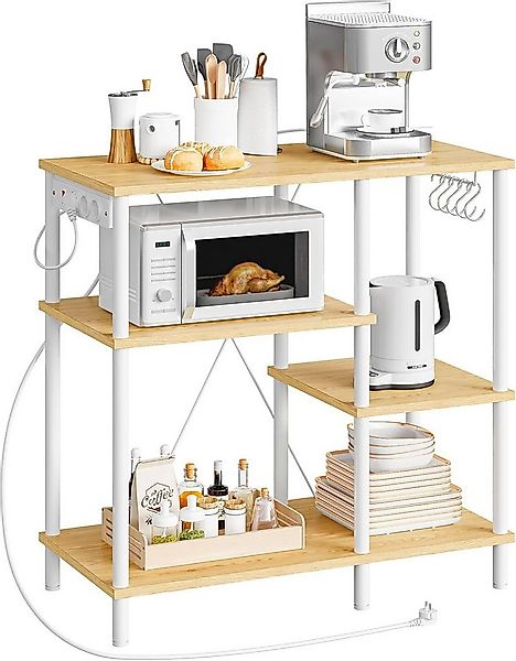 Hoobro Küchenregal Standregal mit Steckdosen, Bäckerregal mit 5 S-Haken, Mi günstig online kaufen