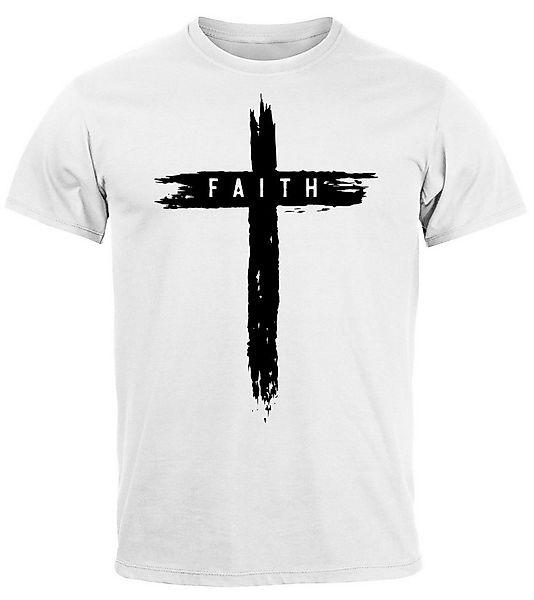 Neverless Print-Shirt Herren T-Shirt Printshirt Aufdruck Kreuz Cross Faith günstig online kaufen