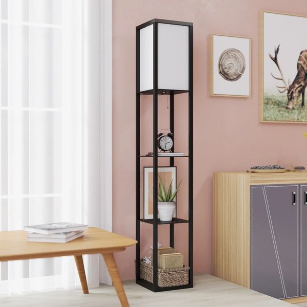 BlingBin Stehlampe mit Regalen, Wohnzimmer Stehleuchte günstig online kaufen