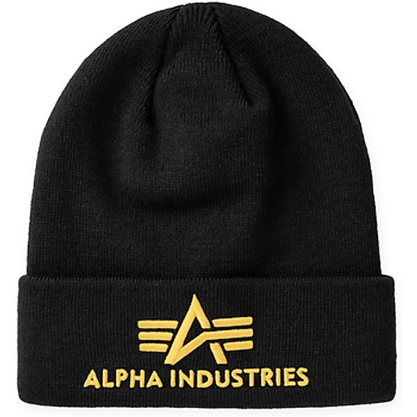 Alpha Industries  Hut 3D Beanie - black/yellow gold günstig online kaufen