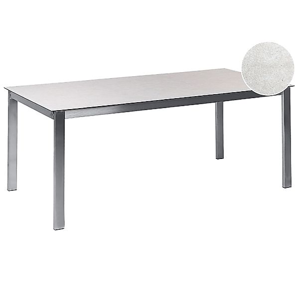 Beliani Gartentisch COSOLETO Weiss Silber 180x90x75 günstig online kaufen