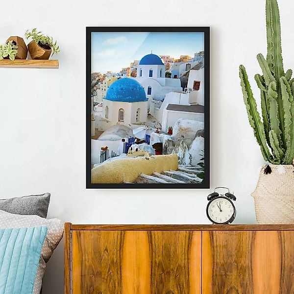 Bild mit Rahmen Architektur & Skyline - Hochformat Santorini günstig online kaufen