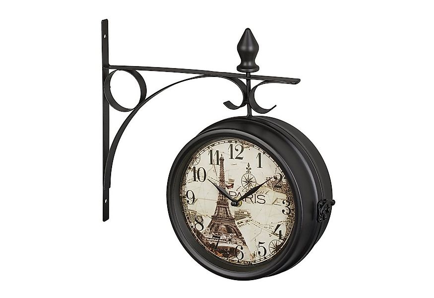 relaxdays Wanduhr Doppelseitige Bahnhofsuhr in Schwarz günstig online kaufen