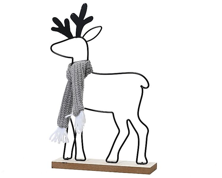 Kaemingk Dekofigur, Dekofigur Hirsch mit Schal 29cm Metall Schwarz günstig online kaufen