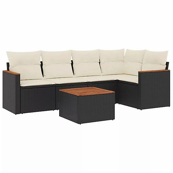 vidaXL 6-Tlg Garten-Sofagarnitur mit Kissen Schwarz Poly Rattan 3225951 günstig online kaufen
