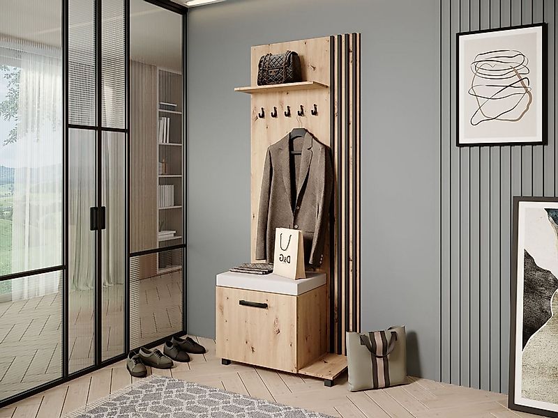 Beautysofa Garderobenschrank Garderobenschrank mit Aufhängern LIVIA (Mit el günstig online kaufen