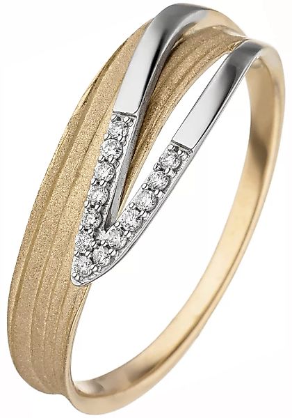 JOBO Fingerring, 585 Gold bicolor mit 13 Diamanten günstig online kaufen