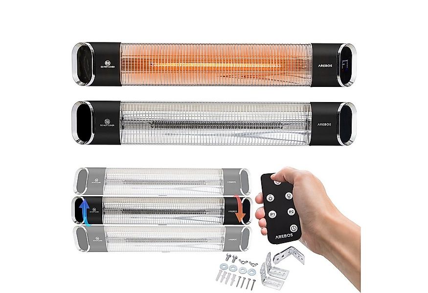 Arebos Heizstrahler 2000W, mit Fernbedienung, 2 Leistungsstufen, 9 Heizstuf günstig online kaufen