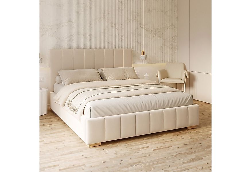 FDM Polsterbett modern mit Bettkasten MADE IN EU - mit hochwertigem Velours günstig online kaufen