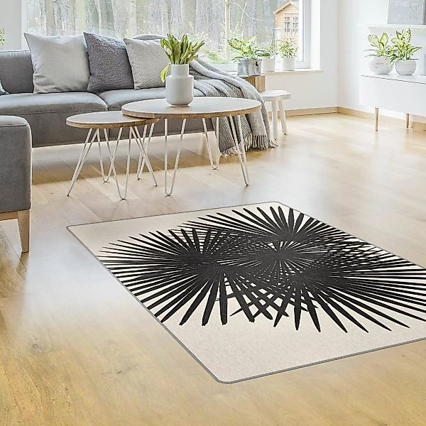 Teppich Palmenfarne in Schwarz-Weiß günstig online kaufen