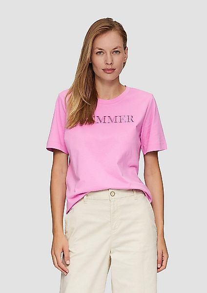 s.Oliver Kurzarmshirt T-Shirt Relaxed Fit-Shirt mit Schriftprint aus Lochst günstig online kaufen