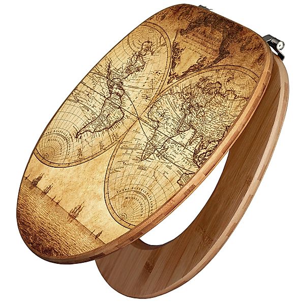 Banjado Design WC Sitz Bambus Toilettendeckel Toilettensitz Bambus Holz Klo günstig online kaufen