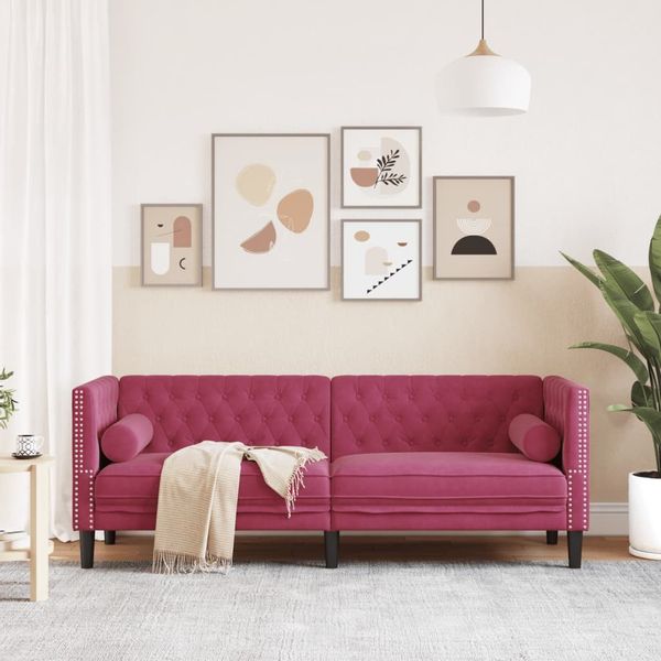 vidaXL Sofa Chesterfield-Sofa mit Nackenrollen 3-Sitzer günstig online kaufen