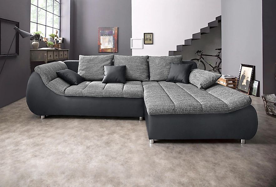 INOSIGN Ecksofa "Imola elegant und bequem, aktuelle Steppung im Sitz, L-For günstig online kaufen