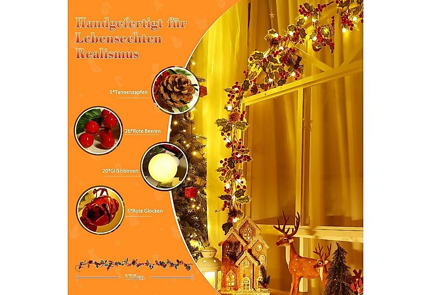 Kunstgirlande mit licht 1.75/2.7M Weihnachtsgirlande mit Beleuchtung, weihn günstig online kaufen
