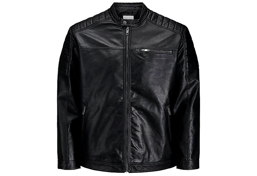 Jack & Jones Lederjacke Jack&Jones XXL Biker-Style Jacke Lederoptik schwarz günstig online kaufen