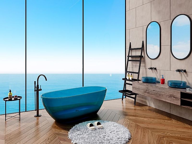 Freistehende Badewanne durchsichtig - 292 l - 160 x 72 x 56 cm - Blau - Har günstig online kaufen