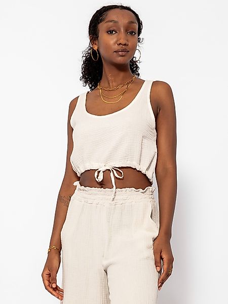 SASSYCLASSY Crop-Top Oversize Musselin Top Baumwoll günstig online kaufen