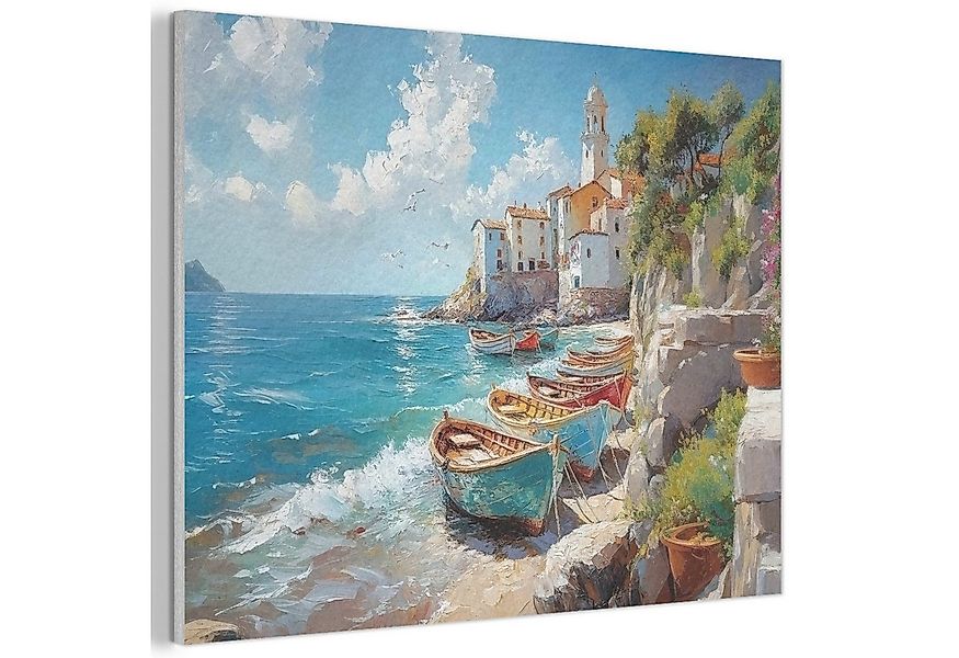 MuchoWow Gemälde Boote - Felsen - Meer - Sonne, Fotodruck (1 St), Akustikpa günstig online kaufen