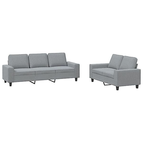 vidaXL Sofa, 2-tlg. Sofagarnitur Hellgrau Stoff günstig online kaufen