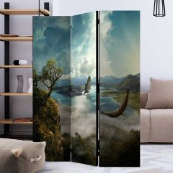 Fotoprint Raumtrenner aus Leinwand & Fichtenholz Landschafts Motiv günstig online kaufen