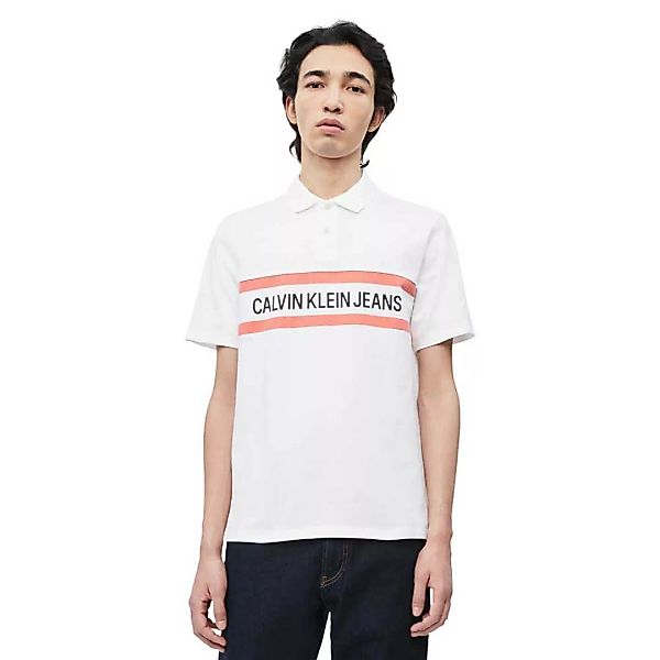 Calvin Klein Jeans Chest Stripe Logo Kurzarm-poloshirt M Bright White / Maz günstig online kaufen