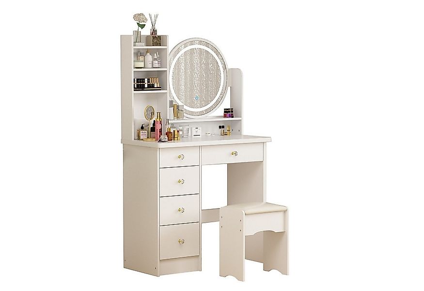 FUFU&GAGA Schminktisch mit Hocker und 5 Schubladen, 80 B x 40 T x 135H cm günstig online kaufen