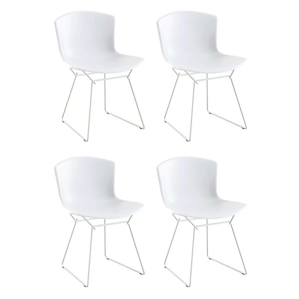 Knoll International - Bertoia Plastic Side Chair Stuhl 4er Set - weiß/Kunst günstig online kaufen