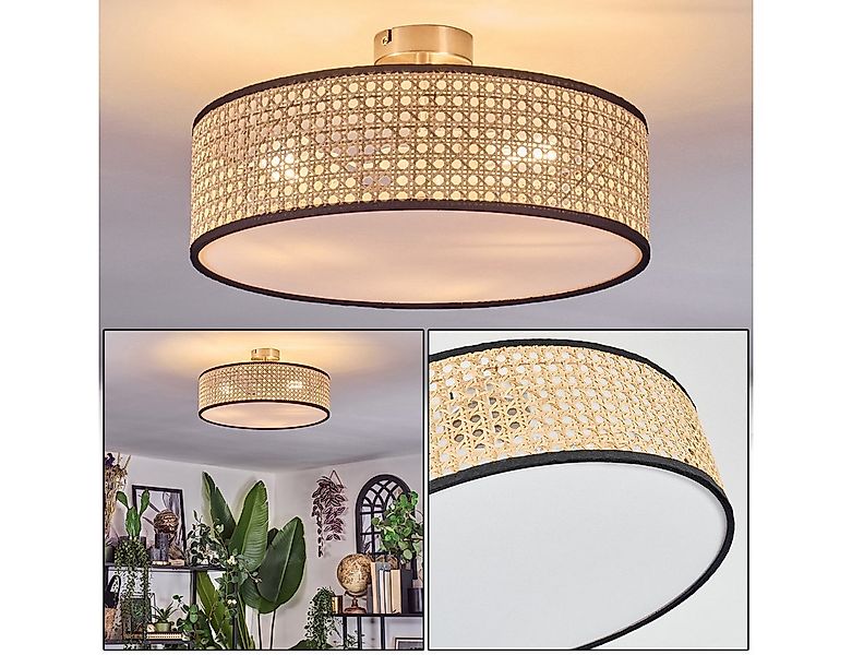 hofstein Deckenleuchte Deckenlampe aus Metall/Korbgeflecht/Stoff/Kunststoff günstig online kaufen