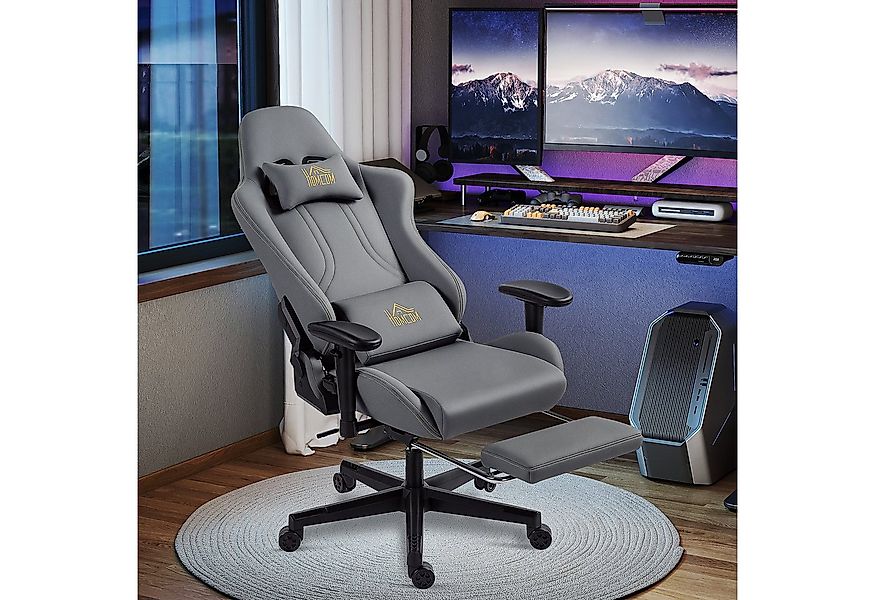 HOMCOM Gaming-Stuhl mit 3D-Armlehnen, rollbarer Schreibtischstuhl mit Lende günstig online kaufen