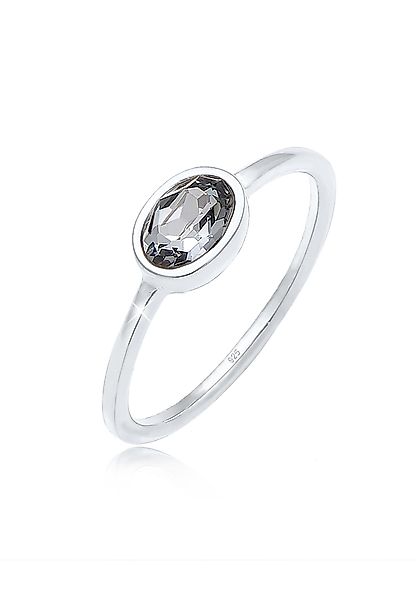 Elli Verlobungsring Oval Glas Kristalle Grau günstig online kaufen