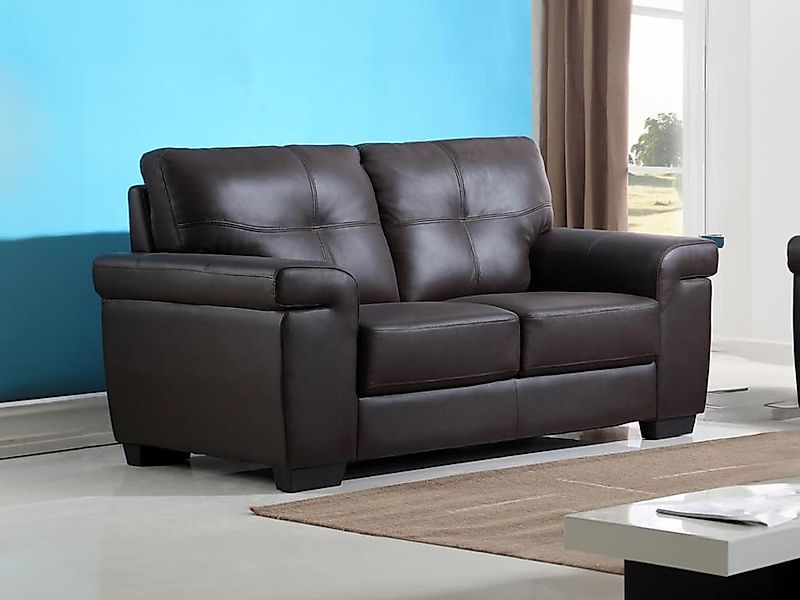 Ledersofa 2-Sitzer - Braun - HAZEL günstig online kaufen