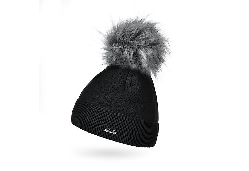 Neverless Bommelmütze Damen Mütze gefüttert Fell-Bommel Kunstfell Wollmütze günstig online kaufen