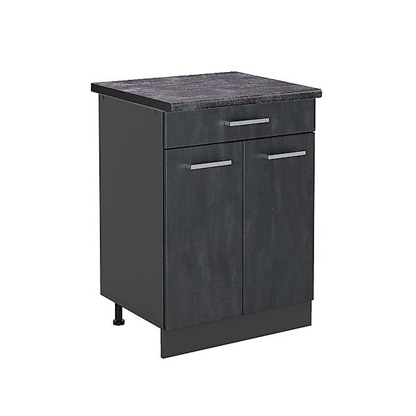 Vicco Küchenunterschrank R-Line Schwarz Beton/Anthrazit 80 cm AP Anthrazit günstig online kaufen
