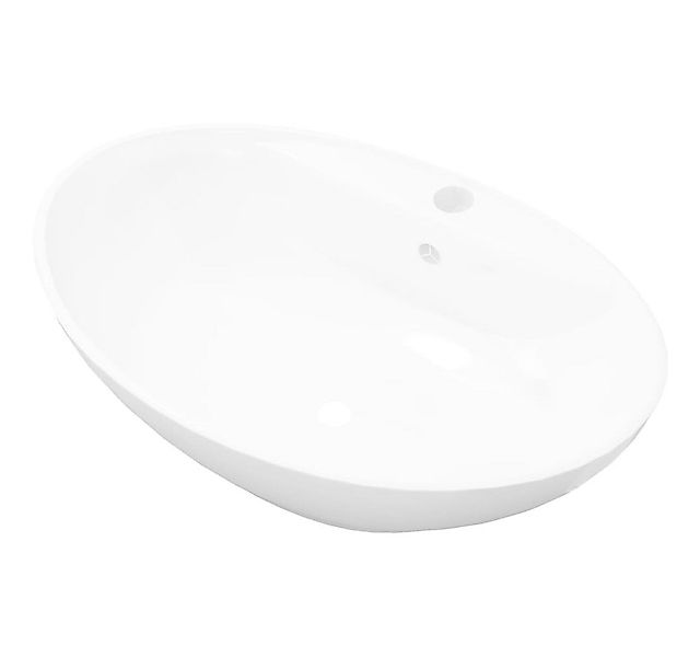 DOTMALL Waschbecken Luxus-Keramikbecken Oval mit Überlauf und Wasserhahnloc günstig online kaufen