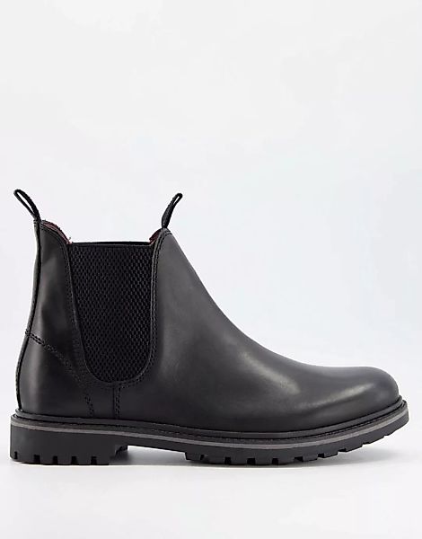 Schuh – Dylan – Chelsea-Stiefel aus schwarzem Leder mit dicker Sohle günstig online kaufen