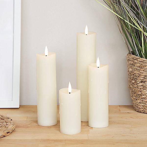 4er Set TruGlow® LED Kerzen schmal mit Wachstropfen mit Fernbedienung günstig online kaufen