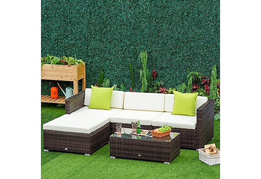 Outsunny Sitzgruppe Garten-Set Loungeset Loungemöbel mit Kissen, (Gartenmöb günstig online kaufen