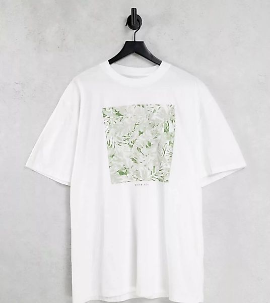 River Island – Big & Tall – T-Shirt in Weiß mit Box-Print im Military-Muste günstig online kaufen