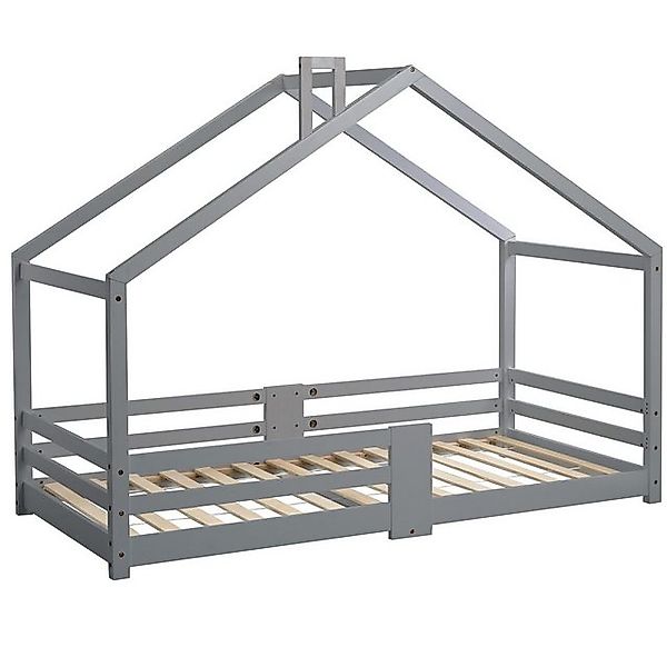 Rutaqian Hausbett Kinderbett, Einzelbett, 90x200cm, mit Schornstein, Holzbe günstig online kaufen