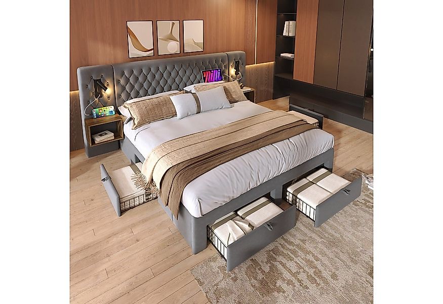 OKWISH Polsterbett Bettanlage Schlafzimmer Komplett Set (Doppelbett, 1-tlg. günstig online kaufen