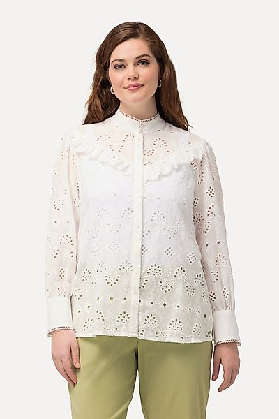 Ulla Popken Longbluse Bluse Lochspitze Rüsche günstig online kaufen