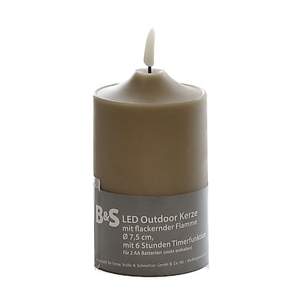 B&S LED-Kerze LED Kunststoffkerze Outdoor taupe günstig online kaufen