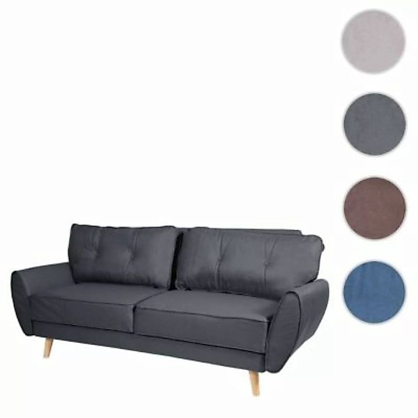 HWC Mendler 3er-Sofa mit Schlaffunktion anthrazit/schwarz günstig online kaufen