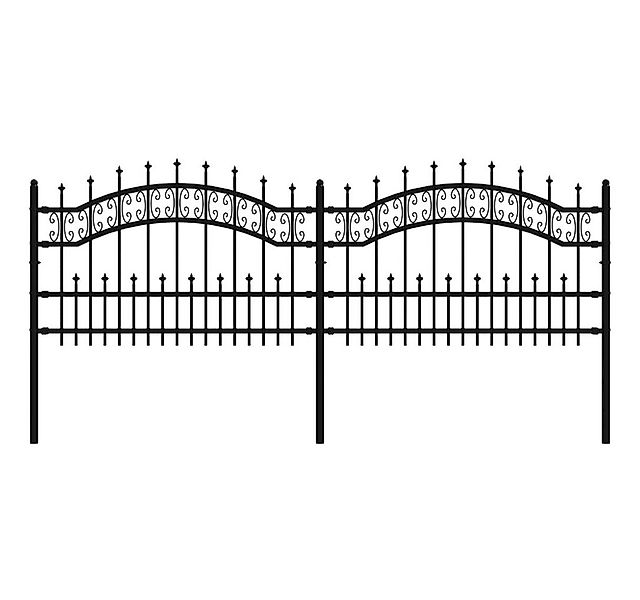 vidaXL Gartenzaun Gartenzaun mit Speerspitze Schwarz 240 x 75 cm Pulverbesc günstig online kaufen