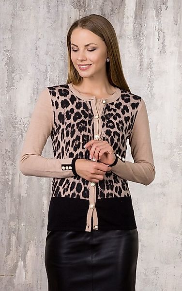 Passioni Strickjacke Twinset mit Leopardenmuster günstig online kaufen