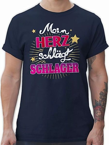 Shirtracer T-Shirt Mein Herz schlägt Schlager Schlager Party Outfit günstig online kaufen