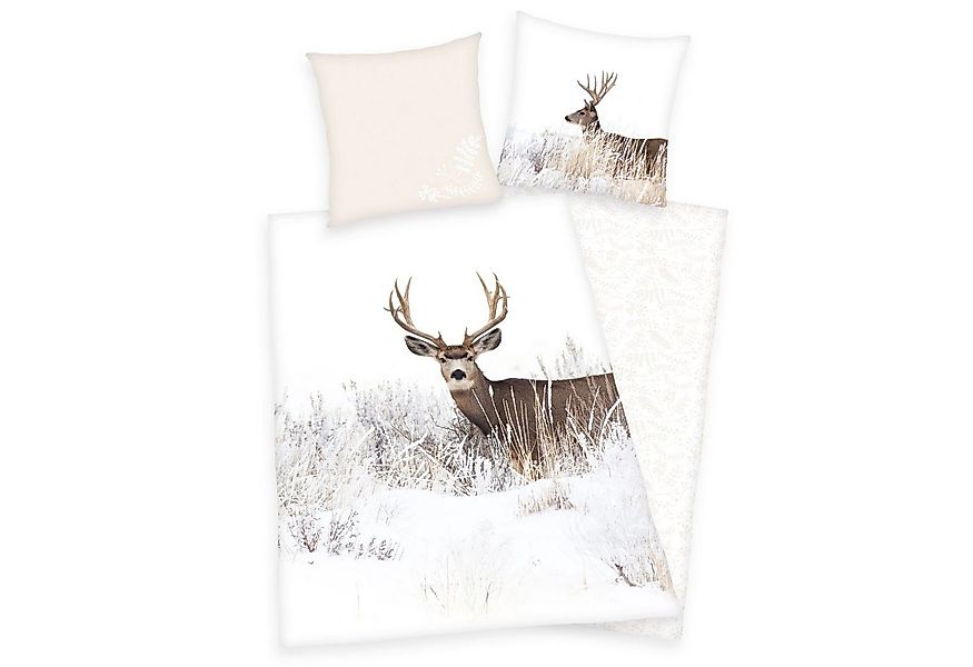 Herding Bettwäsche Hirsch Bettwäsche Set Winterlandschaft 2tlg. 155x220 cm günstig online kaufen